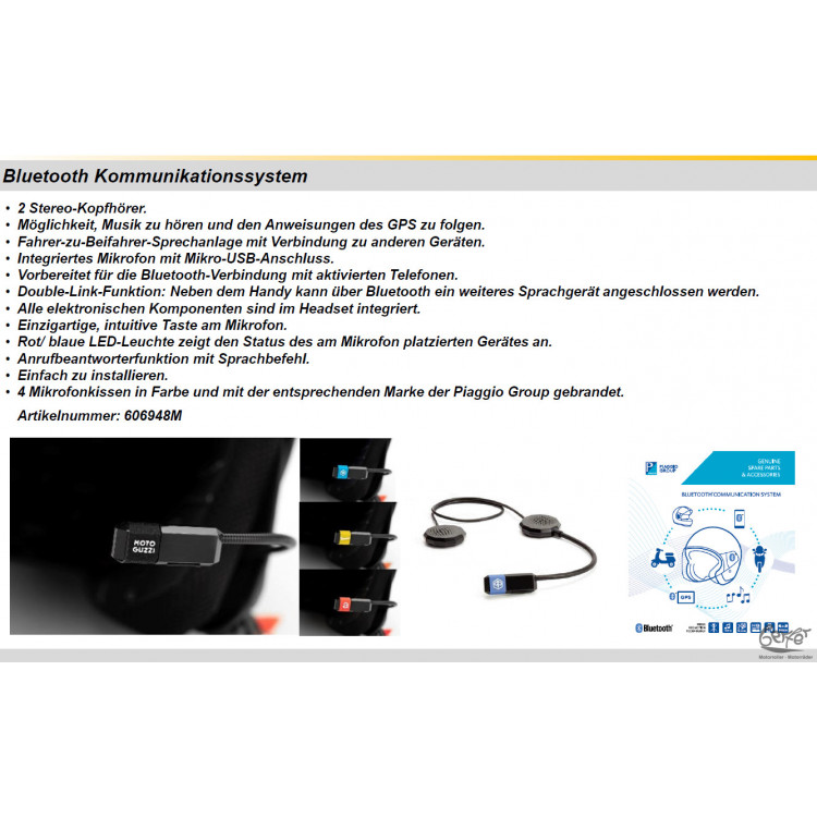 Bluetoothsystem für alle Moto Guzzi/Piaggio/Aprilia/Vespa